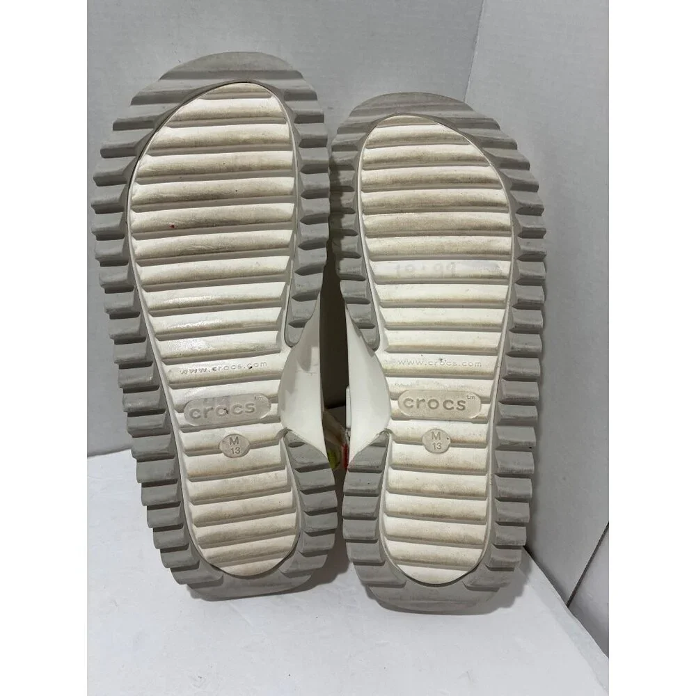 Crocs Classic Hiker Clog White neon straps Platform Shoes Comfort men's size 13